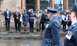 Lord Lieutenant salutes members of the Armed forces day parade along with councillors  