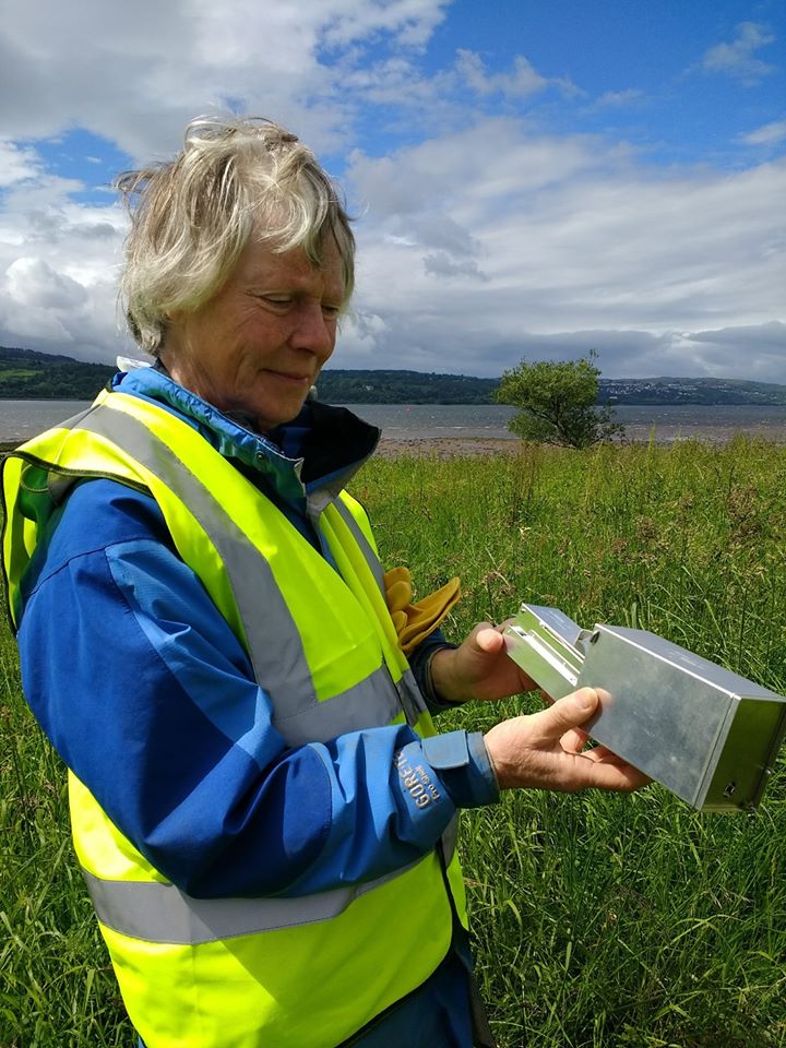 image of Cathy with a mammal trap