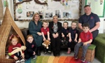 Cllr Clare Steel with Jenny Gilchrist Principal Techer and children from Dalreoch Early Learning and Childcare Centre