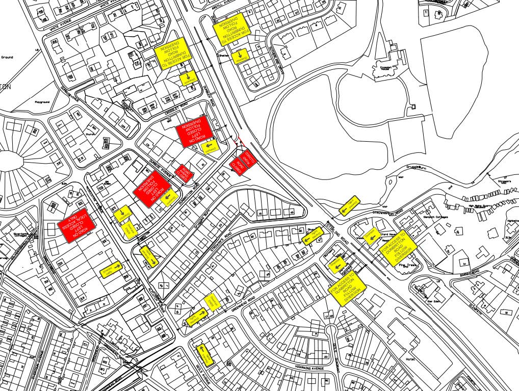 Notice of temporary restriction to use of road Dunbritton Road