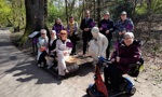 Team sitting on the Roman bench