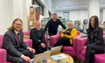 Cllr Rooney with members of the library and welfare team at Clydebank Library