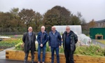 Vice Convener of Infrastructure, Regeneration and Economic Development, Councillor Lawrence O’Neill, Policy Development and Improvement Officer, David Hartley, Convener of Infrastructure, Regeneration and Economic Development, Councillor David McBride and Community Greenspace Officer Andy Devine at the allotment site at Dillichip, Bonhill.