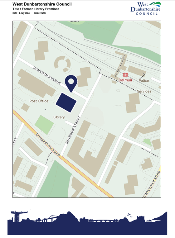 Map showing location of Former Dalmuir Library